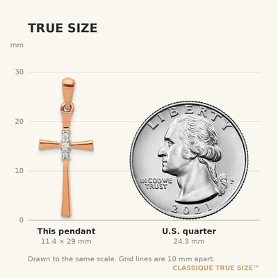 14K Rose Gold 1/. Diamond Cross Pendant