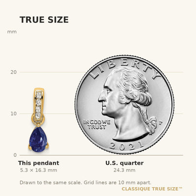14K Pear Created Sapphire and Diamond Pendant