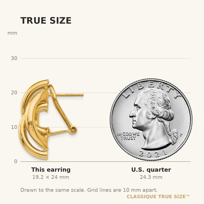 14K Swirl Omega Back Post Earrings