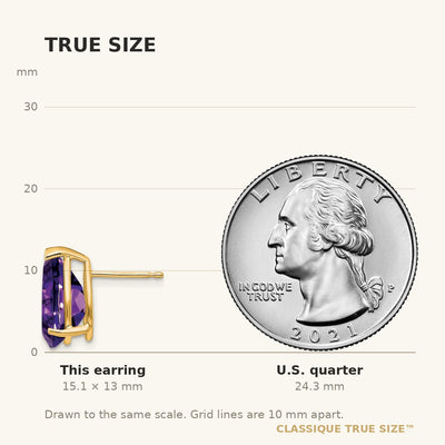 14K Amethyst Pear Stud Earrings