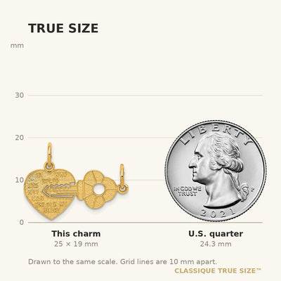 14K Heart and Key Break Apart Charm