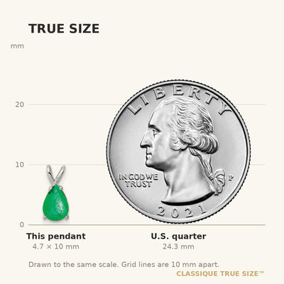 14K White Gold Pear Emerald Pendant