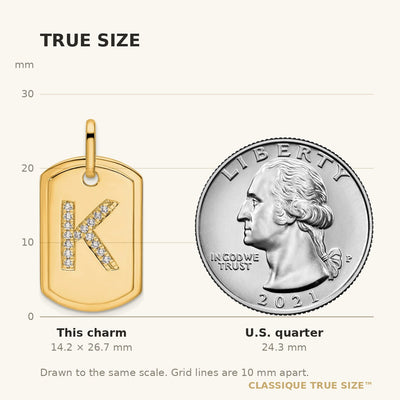 14K Diamond Initial K Dog Tag Charm