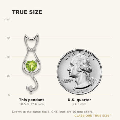 14K White Gold Peridot and Diamond Cat Pendant