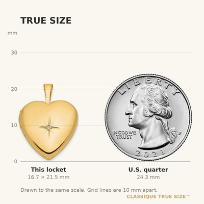 14K Polished .01 carat Diamond Star Heart Locket