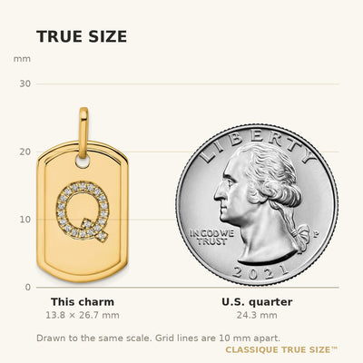 14K Diamond Initial Q Dog Tag Charm