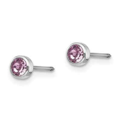 Inverness 14K White Gold June Crystal Bezel Earrings