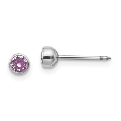 Inverness 14K White Gold June Crystal Bezel Earrings