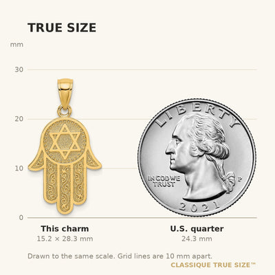 14K Chamseh W/ Star Of David Charm