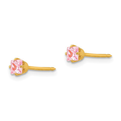 Inverness 14K Square Pink CZ Post Earrings