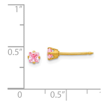Inverness 14K Square Pink CZ Post Earrings