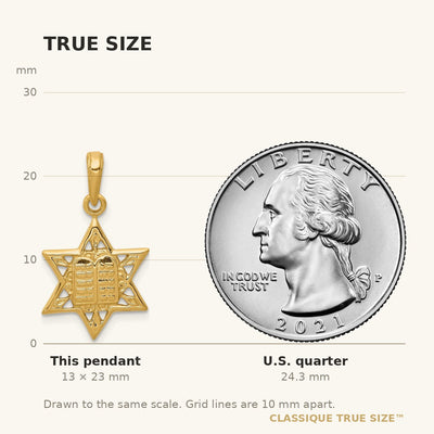 14K Star of David w/Tablets in Center Pendant