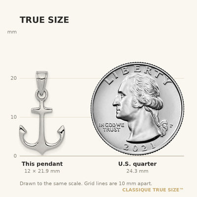 14K White Gold Anchor Pendant