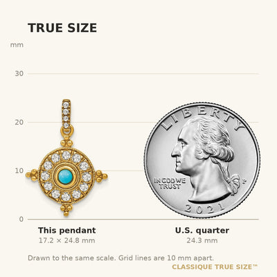 14K Turquoise and White Topaz Pendant