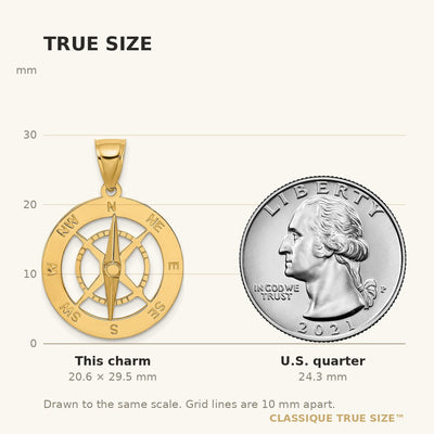14K Nautical Compass with Moveable Needle Charm