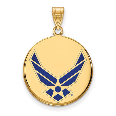 14K Gold LogoArt U.S. Air Force Lg Enamel Disc Pendant