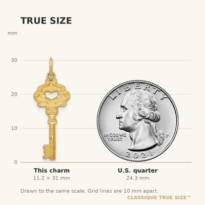 14K Fancy Edge Key Charm