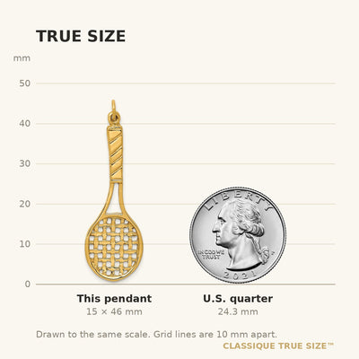 14K 3D Tennis Racquet Pendant