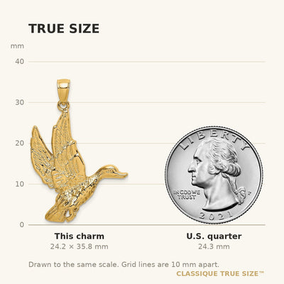 14K Flying Mallard Duck Charm