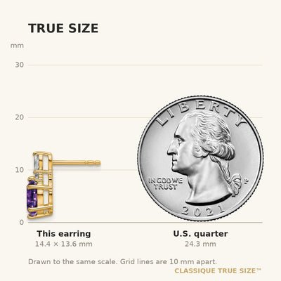 14K Polished Diamond and Amethyst Twisted Post Earrings