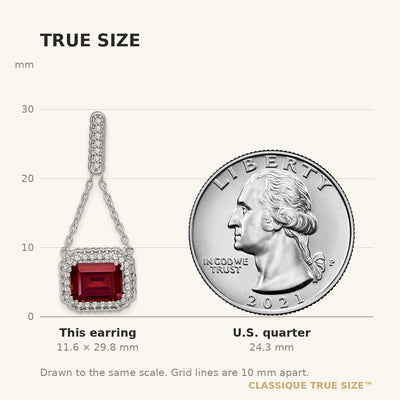 14K White Gold Created Ruby and Diamond Dangle Earrings