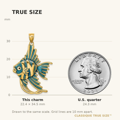 14K w/ Blue Enamel ANGELFISH Charm