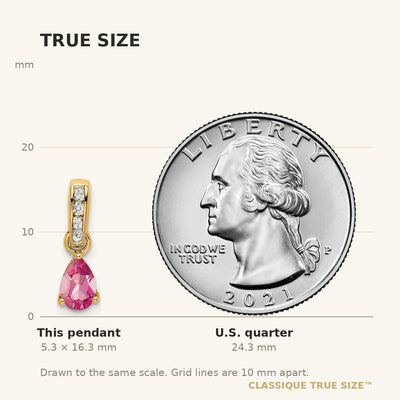 14K Pear Pink Tourmaline and Diamond Pendant