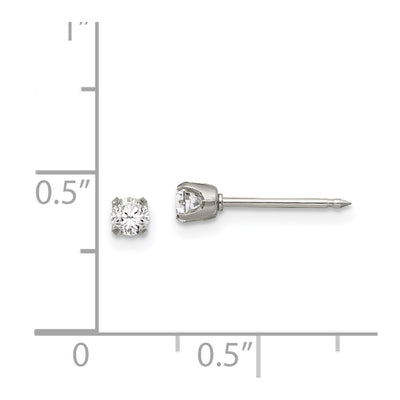 Inverness Stainless Steel Polished CZ Post Earrings