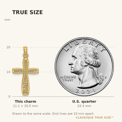 14K Cross w/ Filigree Center Charm
