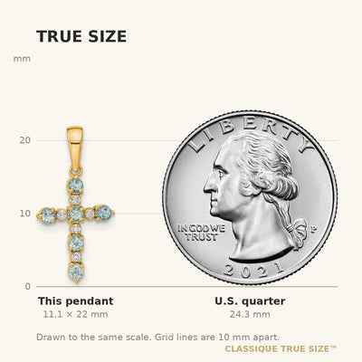 14K Aquamarine and Diamond Cross Pendant