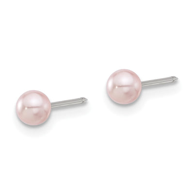 Inverness Stainless Steel Pink Glass Pearl Post Earrings