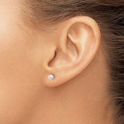 Inverness Stainless Steel Pink Glass Pearl Post Earrings