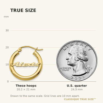 10K Yellow Gold Small Name Plate Hoop Earrings