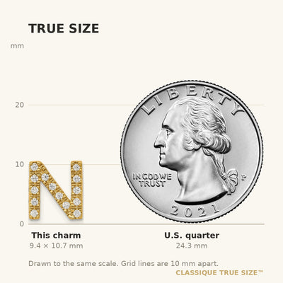 14K Diamond Letter N Initial Charm