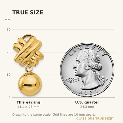 14K Non-pierced Fancy Ball Earrings