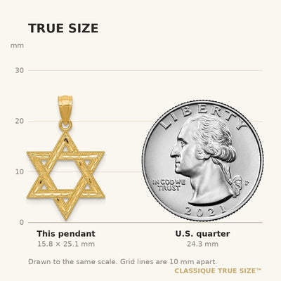 14K Diamond-cut Polished Star of David Pendant
