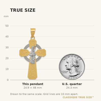 14K Two-tone and Rhodium St. Patrick Celtic Cross Pendant