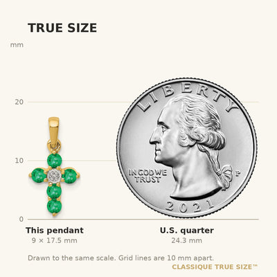 14K Emerald and Diamond Cross Pendant