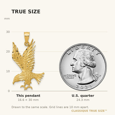 14K Polished and Diamond-cut Eagle Pendant