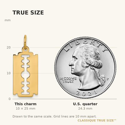 14K Polished Razor Blade Charm