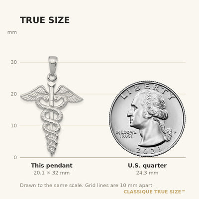 14K White Gold Caduceus Pendant