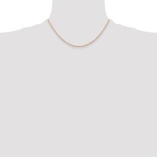 14K Rose Gold Carded . Cable Rope with Spring Ring Clasp Chain (Style 6RR-16)
