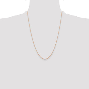 14K Rose Gold Carded . Cable Rope with Spring Ring Clasp Chain (Style 6RR-24)