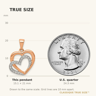 14K Rose Gold w/ Rhodium Diamond Entwined Hearts Pendant
