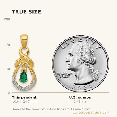 14K Pear Emerald and Diamond Dangle Pendant