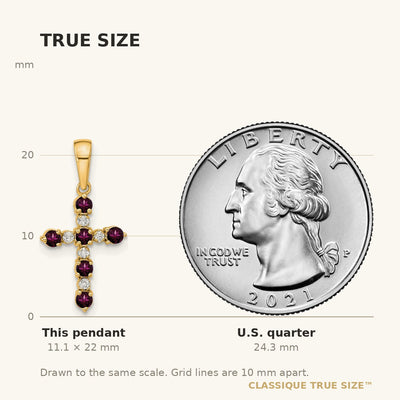 14K Rhodolite Garnet and Diamond Cross Pendant