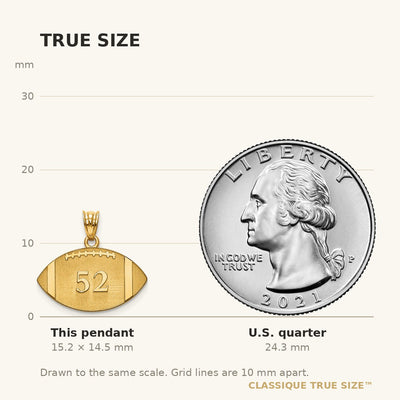 10K Yellow Gold Personalized Football Pendant