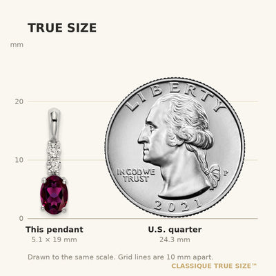 14K White Gold Oval Rhodolite Garnet and Diamond Pendant