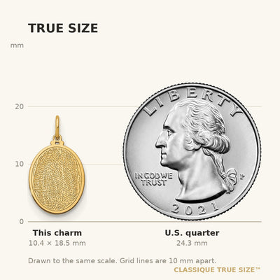 10K Yellow Gold Small Oval Fingerprint Charm