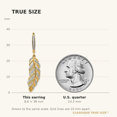 14K Diamond Fancy Feather Leverback Earrings